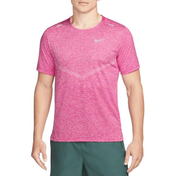 Nike Dri-FIT Mens Size XL Rise 365 Running Shirt Hi Viz Reflective Heather Pink - Picture 1 of 11